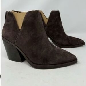 Vince Camuto Gigietta Suede Dark Brown Cut Out  Booties